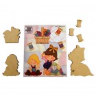 APLIQUE DE MDF E PAPEL DECOUPAGE COSTURA MENINA - CARTELA C/ 6 PEÇAS